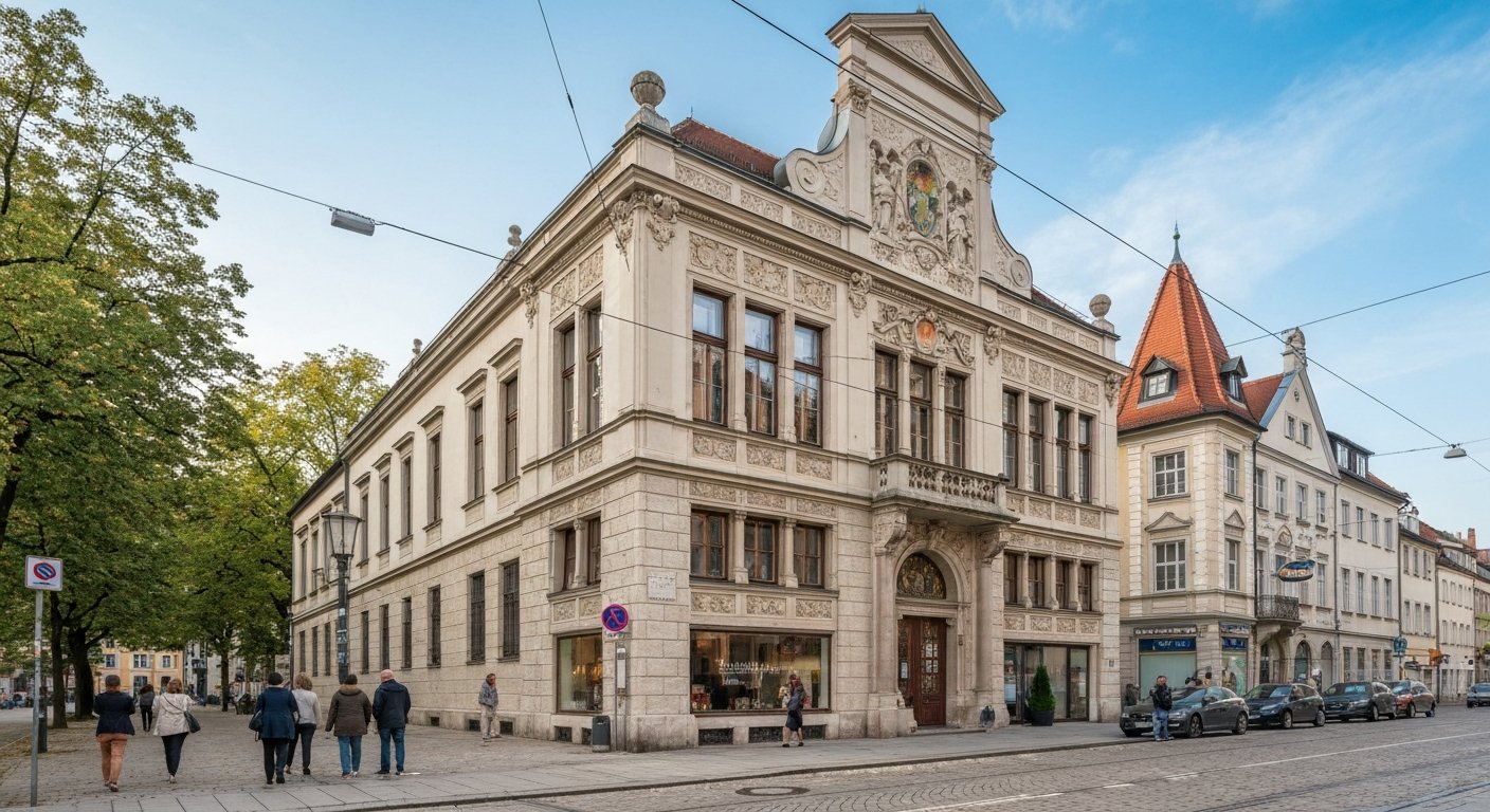 Museum Villa Stuck on Prinzregentenstraße, ornate Jugendstil facade in clear daylight with restored historical rooms implied by the elegant exterior